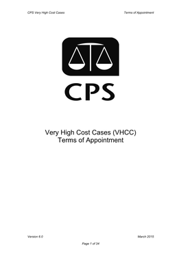 Very High Cost Cases Terms of Appointment