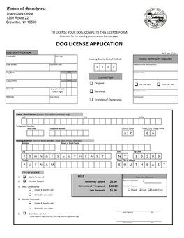 Dog License Application