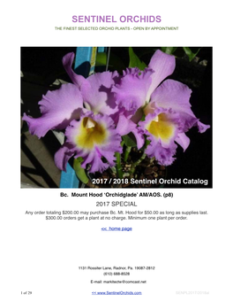 2017 / 2018 Sentinel Orchid Catalog
