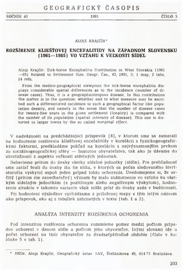 Geografický Časopis Ročník 43 1991 Číslo 3