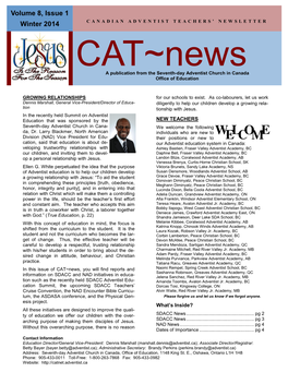 CAT~News a Publication from the Seventh-Day Adventist Church in Canada Office of Education