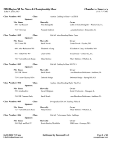 2020 Region XI Pre Show & Championship Show Chambers