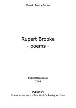 Rupert Brooke - Poems