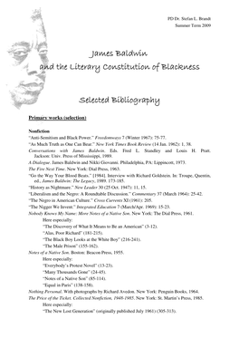Bibliography James Baldwin
