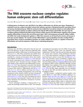 The RNA Exosome Nuclease Complex Regulates Human Embryonic Stem Cell Differentiation