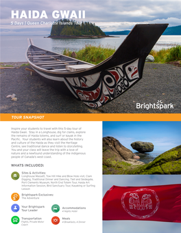 Brightspark Haida Gwaii 5 Day Student Tour