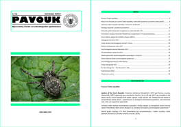 ISSN 1804-7254 OBSAH PAVOUKOVCI ČR Pavouci České Republiky Spiders of the Czech Republic. Zodarion Ohridense Wunderlich
