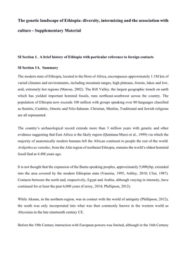 The Genetic Landscape of Ethiopia: Diversity, Intermixing and the Association with Culture - Supplementary Material