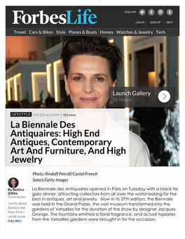 La Biennale Des Antiquaires: High End Antiques, Contemporary Art