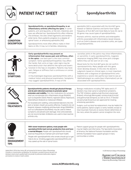 PATIENT FACT SHEET Spondyloarthritis