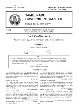 Tamil Nadu Government Gazette