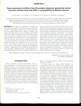 GENETICS Gene Expression Profiles of Two B-Complex Disparate