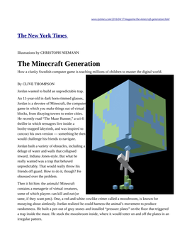 The Minecraft Generation How a Clunky Swedish Computer Game Is Teaching Millions of Children to Master the Digital World