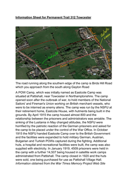 Information Sheet for Permanent Trail 312 Towcester