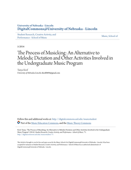 The Process of Musicking: an Alternative to Melodic Dictation and Other Activities Involved in the Undergraduate Music Program