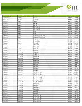 Entidad Municipio Localidad Long