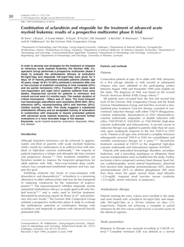 Combination of Aclarubicin and Etoposide for the Treatment of Advanced Acute Myeloid Leukemia: Results of a Prospective Multicenter Phase II Trial