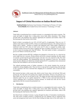 Impact of Global Recession on Indian Retail Sector