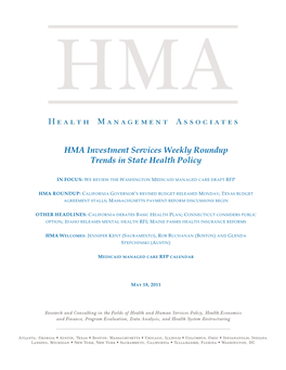 HMA Investment Services Weekly Roundup Trends in State Health Policy