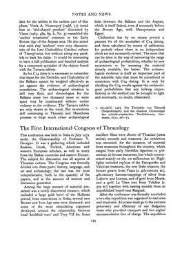 The First International Congress of Thracology