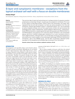 S-Layer and Cytoplasmic Membrane – Exceptions from the Typical Archaeal Cell Wall with a Focus on Double Membranes