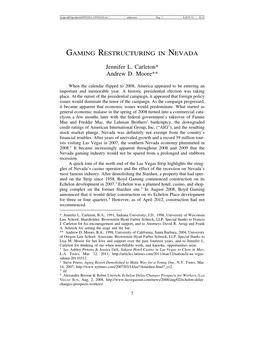 Gaming Restructuring in Nevada