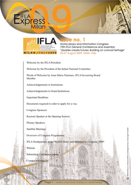Welcome by the IFLA President
