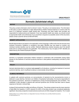 Xermelo (Telotristat Ethyl) NOTICE