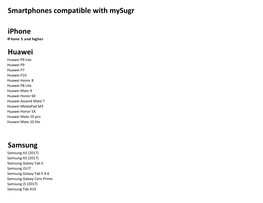 Smartphones Compatible with Mysugr Iphone Huawei Samsung