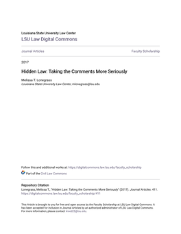 Hidden Law: Taking the Comments More Seriously