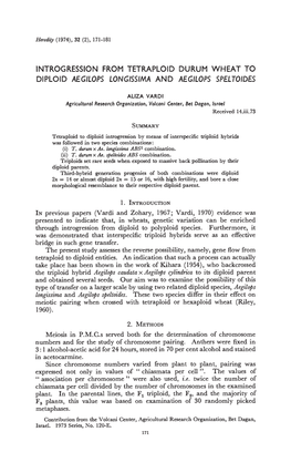 Introgression from Tetraploid Durum Wheat To