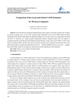 Comparison of the Local and Global CAPM Estimates for Mexican Companies