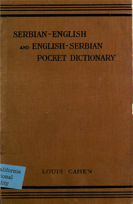 Serbian-English English- Serbian Pocket Dictionary