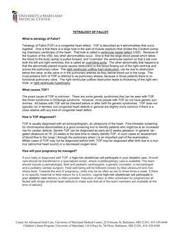 Tetralogy of Fallot (TOF) Is a Congenital Heart Defect