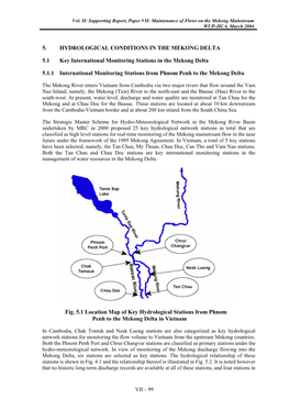 5. HYDROLOGICAL CONDITIONS in the MEKONG DELTA 5.1 Key