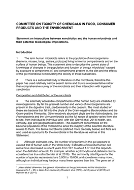 View Statement on Interactions Between Xenobiotics and the Human Microbiota and Their Potential Toxicological Implications