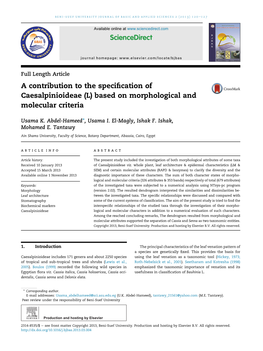 Based on Morphological and Molecular Criteria