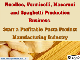 Noodles, Vermicelli, Macaroni and Spaghetti Production Business