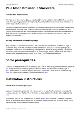 Pale Moon Browser in Slackware Pale Moon Browser in Slackware