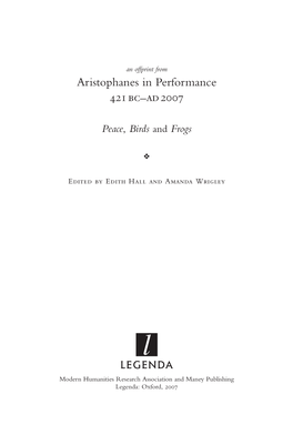 Aristophanes in Performance 421 BC–AD 2007