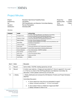 Project Minutes