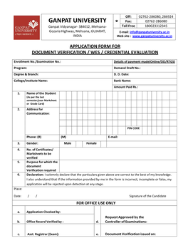 Documentverification / WES-Verification Form