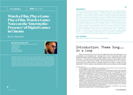 Of Digital Games in Cinema – I.E., One Particular Appearance of What We Understand As Cinematic 'Intermedia2'