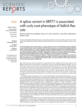 A Splice Variant in KRT71 Is Associated with Curly Coat