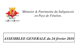 ASSEMBLEE GENERALE Du 24 Février 2018 Ordre Du Jour