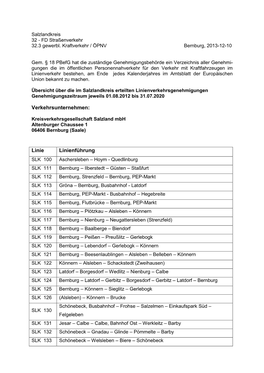 Verkehrsunternehmen: Linie Linienführung