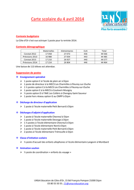 Carte Scolaire Du 4 Avril 2014