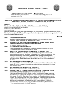 Parish Council Minutes 2020 02 10