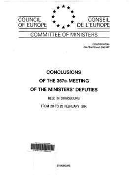 367 CONCLUSIONS of the 367Th MEETING O