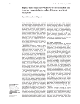 Signal Transduction by Tumour Necrosis Factor and Tumour Necrosis Factor Related Ligands and Their Receptors